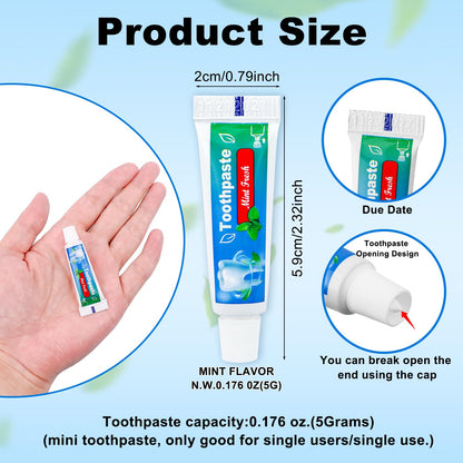 HAIFOTRVA 0.176 oz Bulk Travel Size Toothpaste – 30 Mint Tubes for Hotels, Guests & Travel