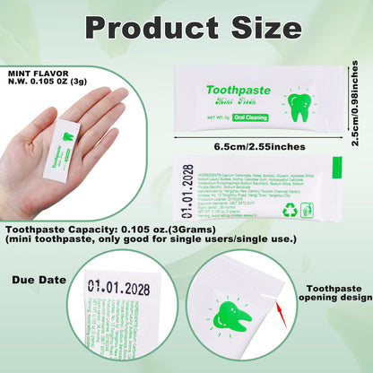 HAIFOTRVA 50-Pack Travel Size Toothpaste – 0.105 oz Mint for Hotels