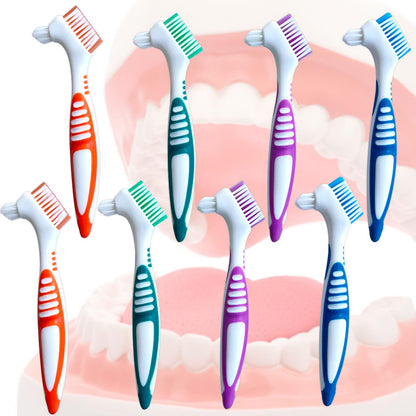 Haikole 8PACK Denture Cleaning Brush – Double-Ended, Multi-Layer Bristles & Secure Grip
