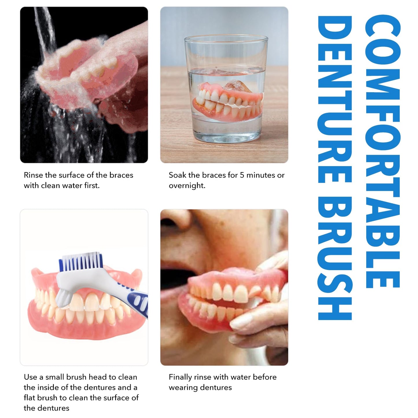 Haikole 8PACK Denture Cleaning Brush – Double-Ended, Multi-Layer Bristles & Secure Grip