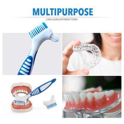 Haikole 8PACK Denture Cleaning Brush – Double-Ended, Multi-Layer Bristles & Secure Grip