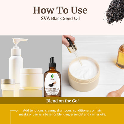 SVA Black Seed Oil - 4 Oz | Cold-Pressed Nigella Sativa Carrier Oil with Dropper