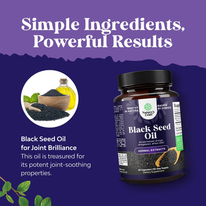 Vegan Black Seed Oil Capsules - Cold-Pressed Nigella Sativa | Hair Growth & Immune Support