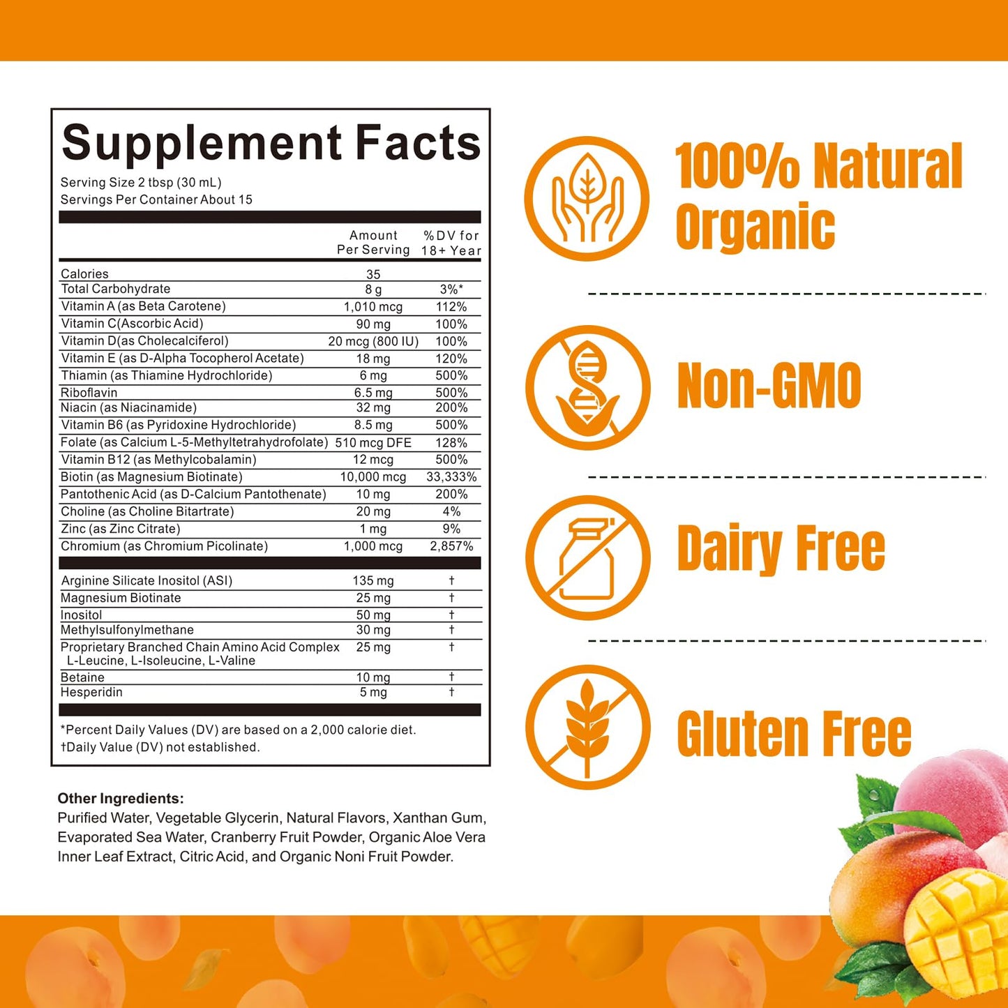 Liquid Multivitamin for Hair Growth – Biotin 10000mcg | Hair & Skin Support | Clinically Tested | 15.22 Fl Oz | For Women & Men 18+