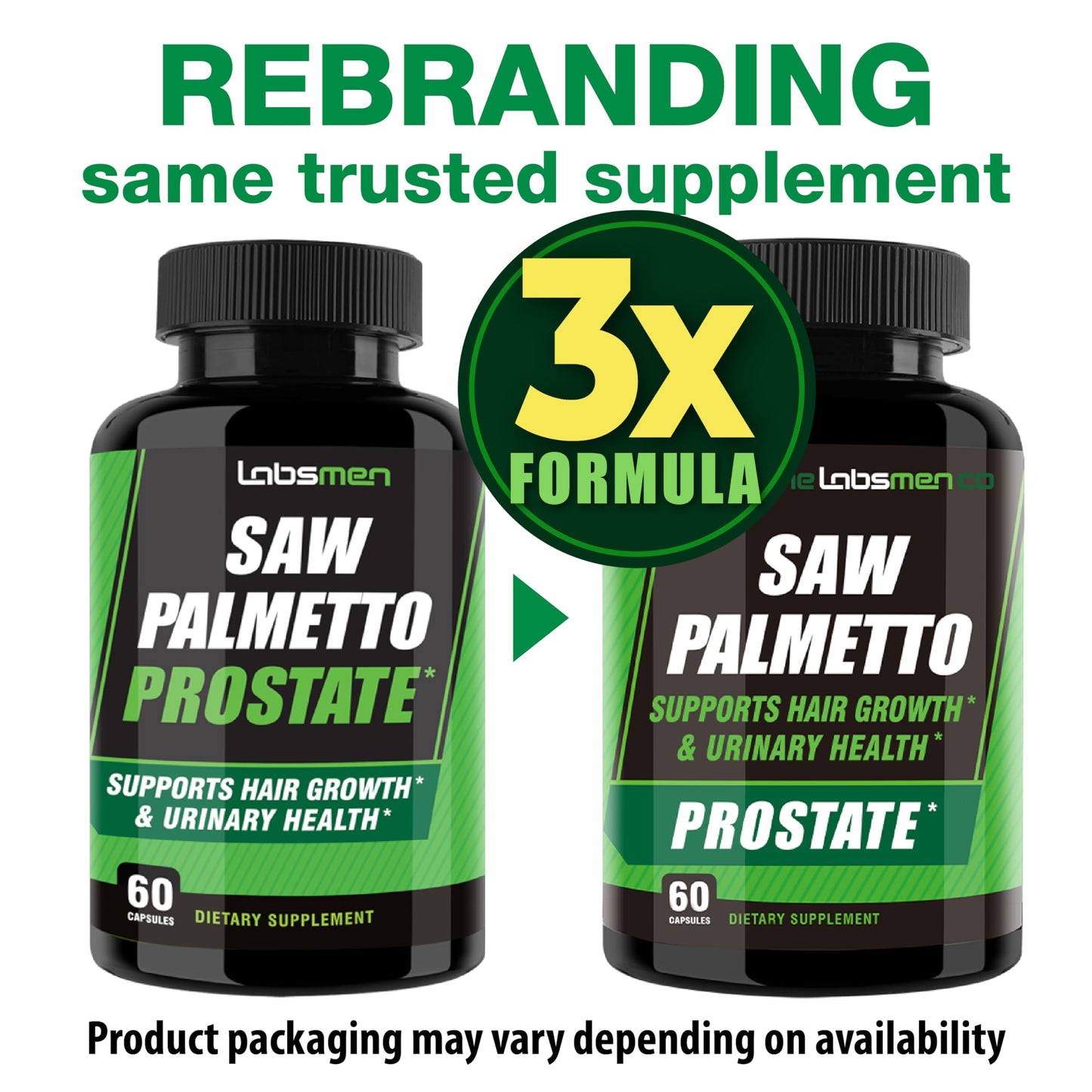 3X Formula Prostate Health & Hair Growth for Men – Saw Palmetto, Nighttime Urination Relief | 60 Count
