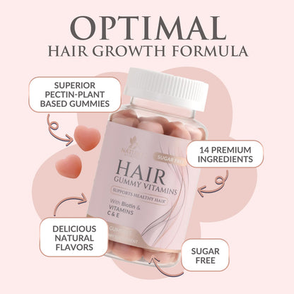 Sugar Free Hair Vitamins Gummies with Biotin 5000 mcg – Supports Hair Growth