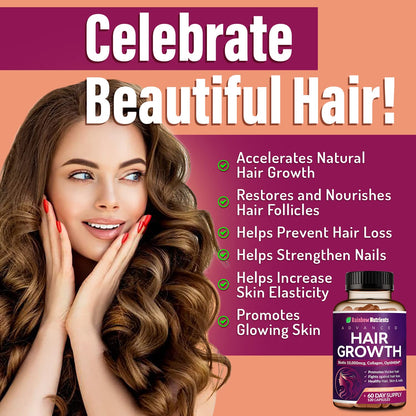 Hair Growth Vitamins for Women - Biotin 10,000mcg, Collagen, OptiMSM | Rainbow Nutrients