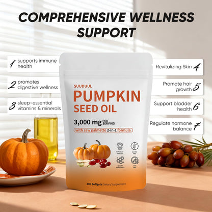 Pumpkin Seed Oil Capsules 300 Softgels | Hair Growth & Hormonal Balance