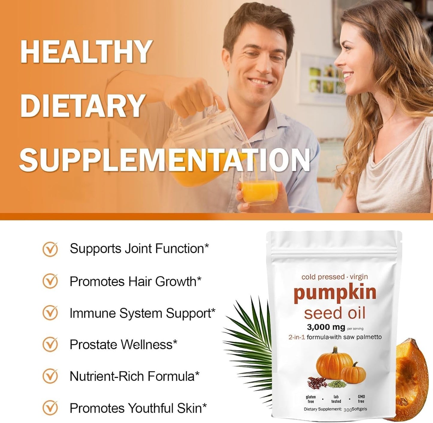 Magic Doll Pumpkin Seed Oil with Saw Palmetto Capsules – Cold Pressed, 300 Softgels | Supports Hair, Urinary, Bladder & Prostate Health | Non-GMO (2 Bags, 300 Count)
