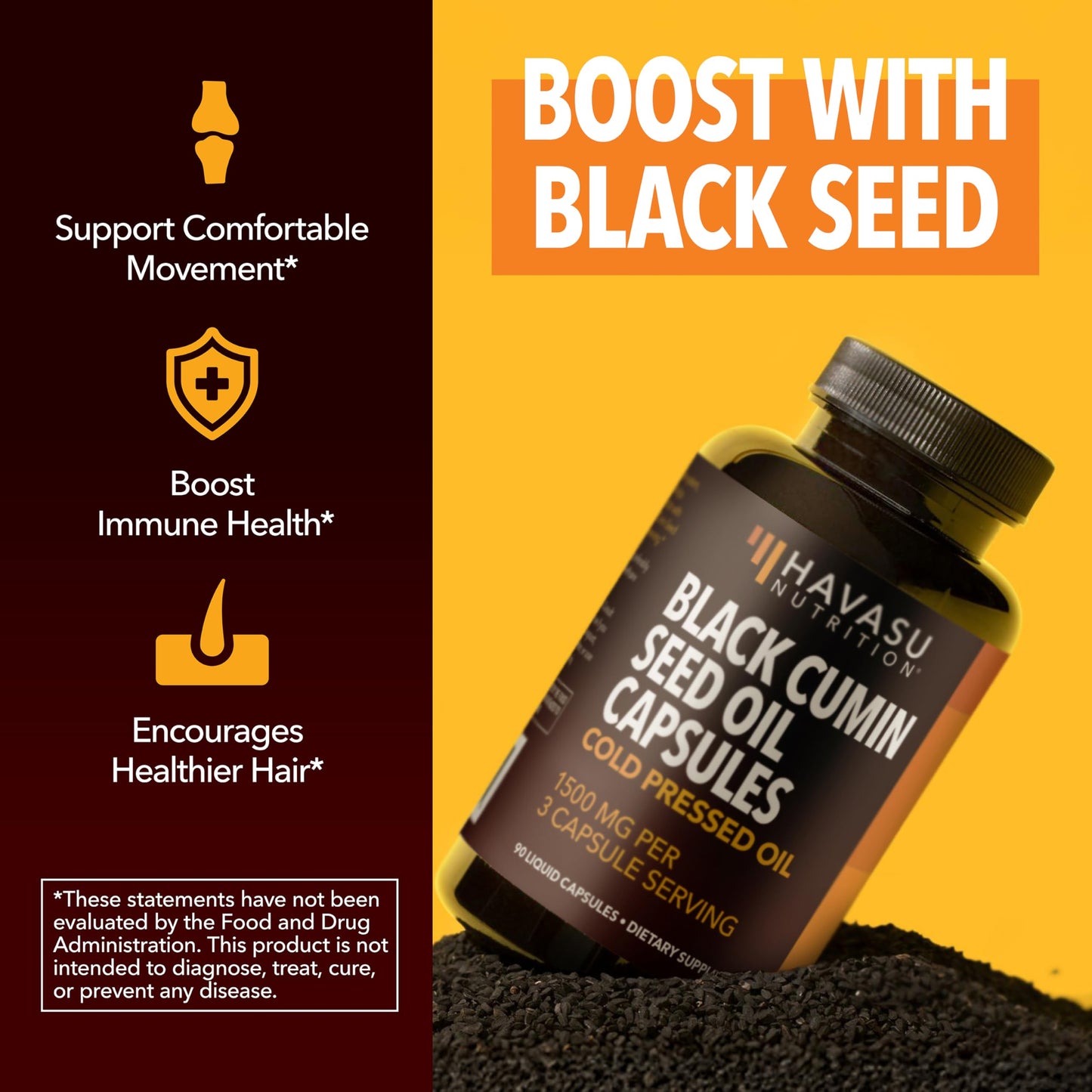 Cold Pressed Black Seed Oil Capsules 1500mg – Immune & Digestive Support, Hair & Skin | 2-Month Unflavored Supply