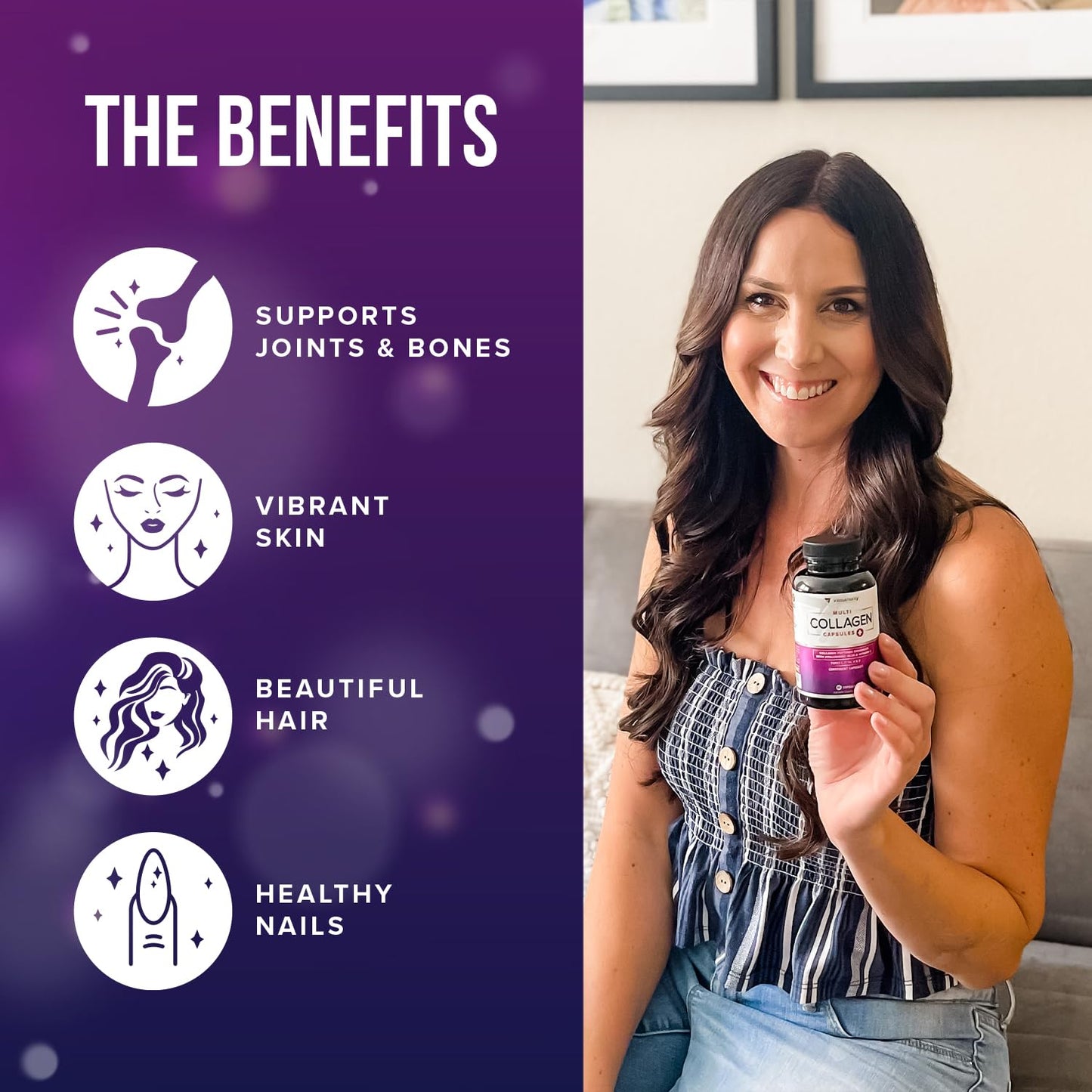 Multi Collagen Peptides for Women – Hydrolyzed Collagen with Vitamin C & Hyaluronic Acid, 30 Servings