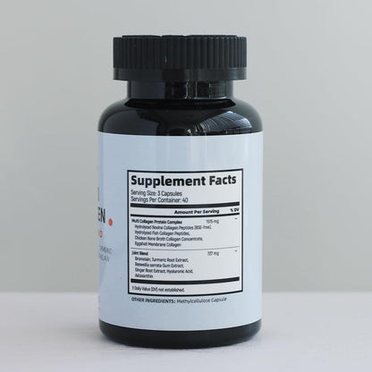 Multi Collagen Complex 120 Caps - Type I, II, III, V, X + Turmeric & Hyaluronic Acid