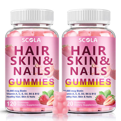 Hair Skin & Nails Gummies with 10,000mcg Biotin – Vitamin Supplement for Hair, Nails & Skin (240 Count)