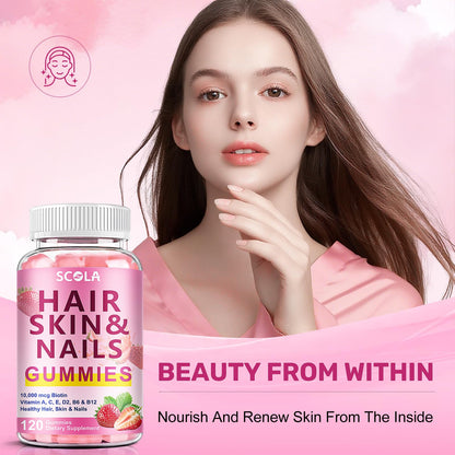Hair Skin & Nails Gummies with 10,000mcg Biotin – Vitamin Supplement for Hair, Nails & Skin (240 Count)