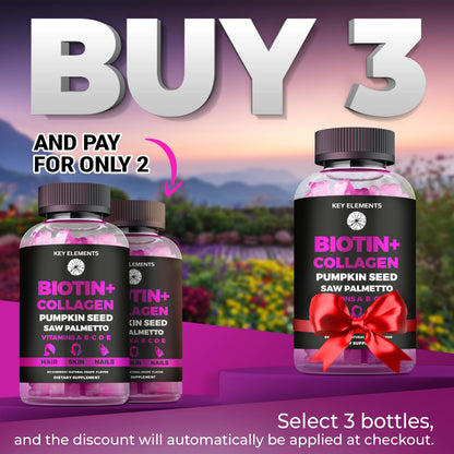 Hair Skin & Nails Gummies 10000mcg Biotin + Collagen – Vitamins for Hair Growth & Nail Health