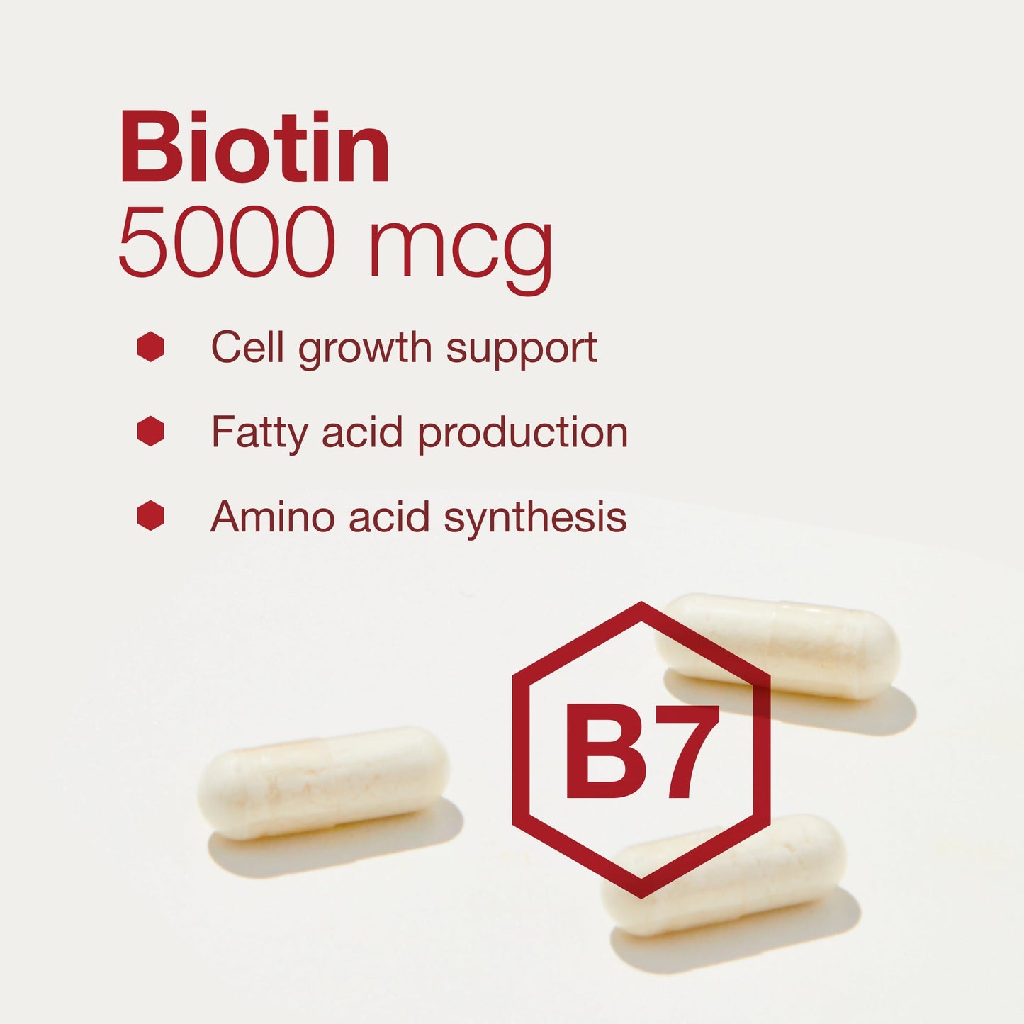 Biotin 5,000mcg Vitamin B7 – Hair, Skin & Nails | 90 Veg Caps
