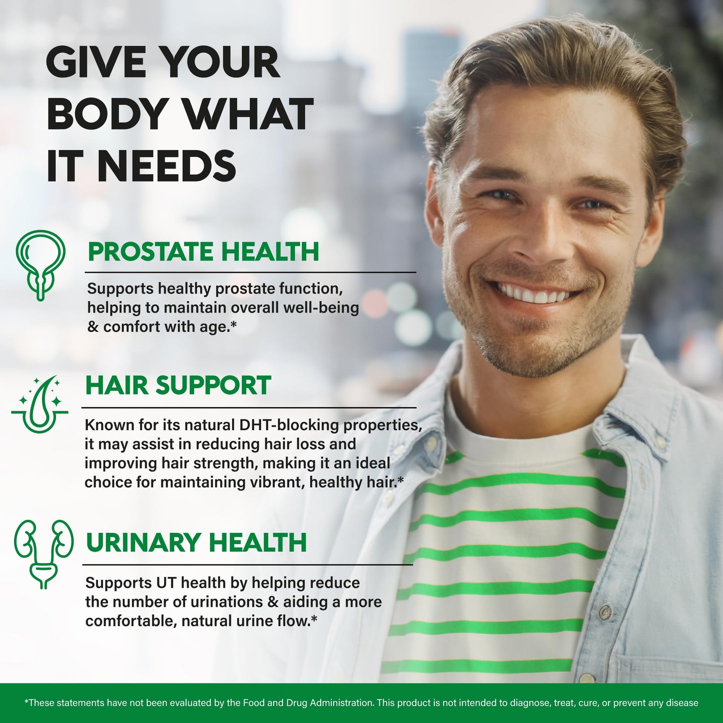 Saw Palmetto for Men 640mg – Prostate Health & Hair Support | 120 Capsules | Made in USA
