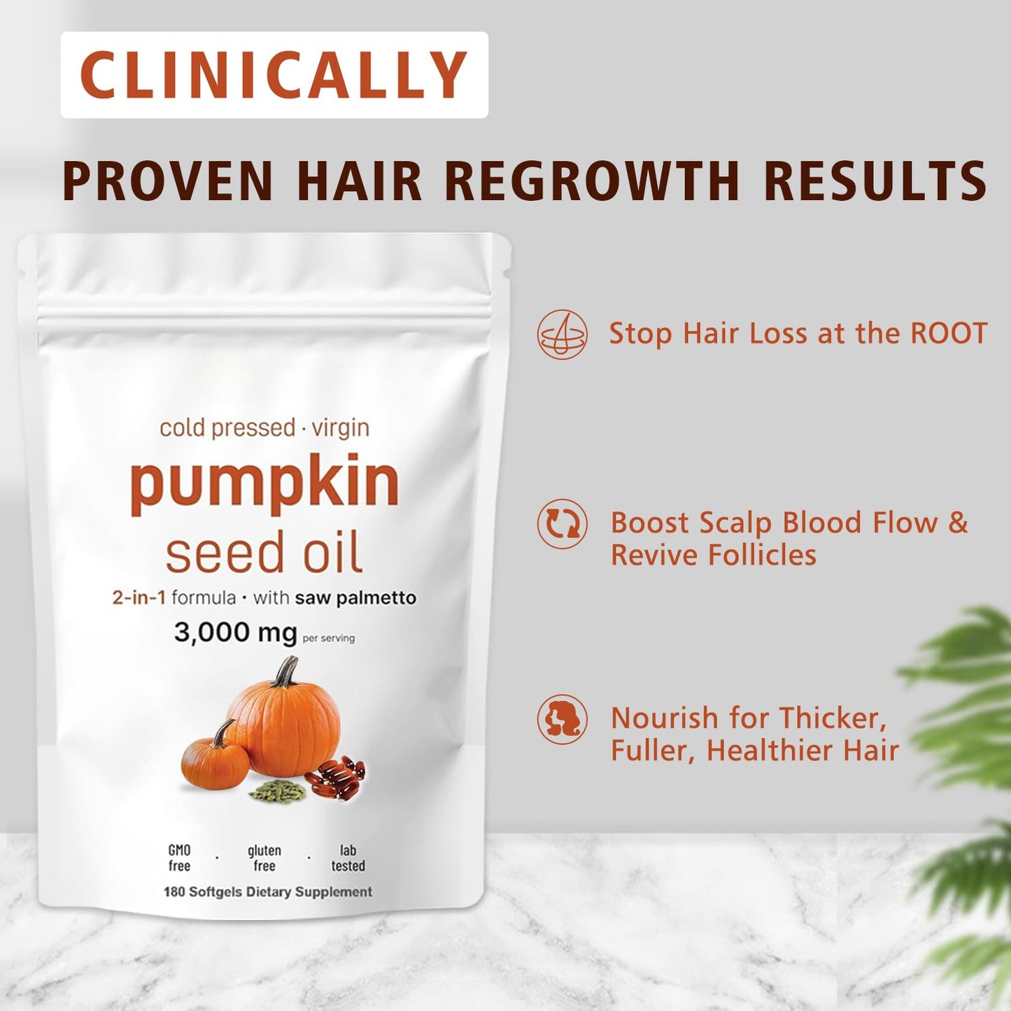 Pumpkin Seed Oil with Saw Palmetto 3000mg – 180 Softgels – Cold Pressed