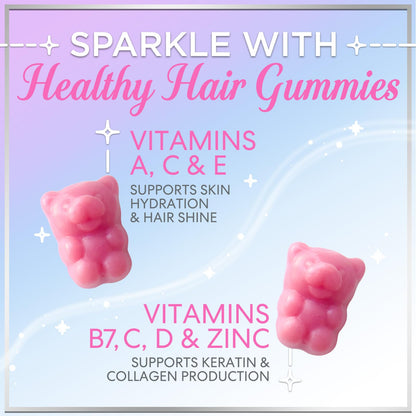 Hair Vitamins Gummies – Biotin 5000 mcg, Vitamin E & C, Zinc | Non-GMO, Gluten-Free, 60 Gummies