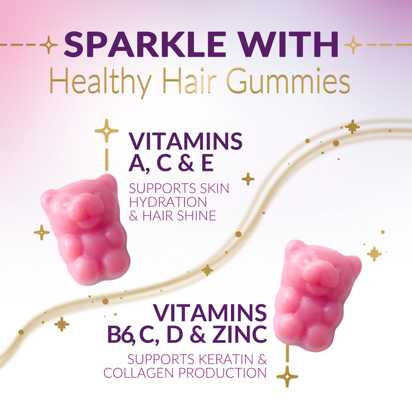 Hair Vitamin Gummies – 5000 mcg Biotin, Vegetarian, Non-GMO | 60 Gummies