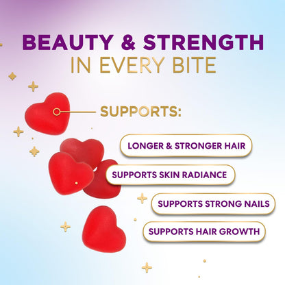 Hair Vitamins Gummies with Biotin 5000 mcg – Hair Growth, Skin & Nails – Non-GMO, Gluten Free – 60 Gummies