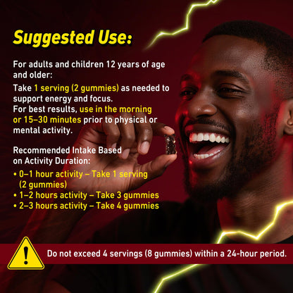 Energy Focus Gummies by Hakkue - 100mg Caffeine, L-Theanine, No Lag (60 ct) Coffee Flavor