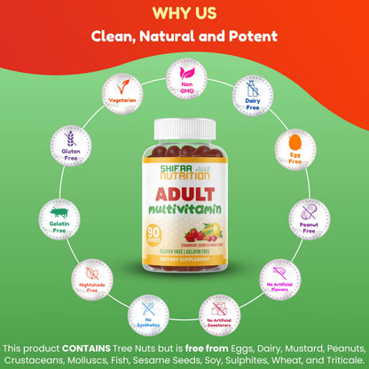 Halal Multivitamin Gummies for Women & Men – Immune & Wellness | 90 Gummies (45-Day)