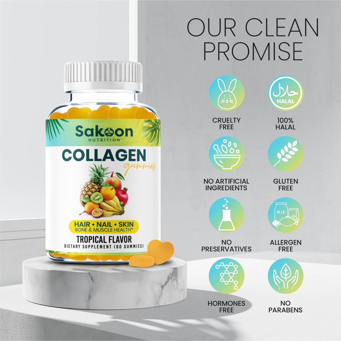 Halal Collagen Gummies for Women & Men | Anti-Aging, Skin & Hair Care