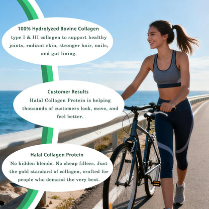Halal Collagen Protein Powder – Grass-Fed, Organic, Hydrolyzed, Unflavoured | 30 Servings
