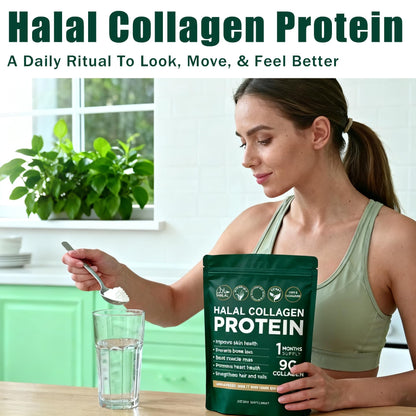 Halal Collagen Protein Powder – Grass-Fed, Organic, Hydrolyzed, Unflavoured | 30 Servings
