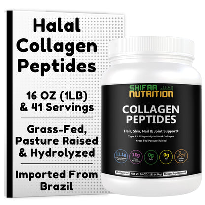 Halal Grass-Fed Collagen Peptides Powder – 1 lb Unflavored | Keto & Paleo