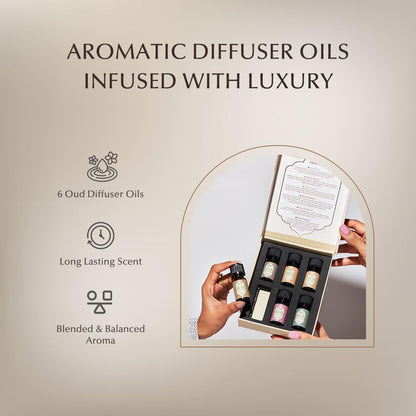 Oud Diffuser Oil Gift Set – 6 x 10ml | Pure Halal Oudh Oils | Dukhni