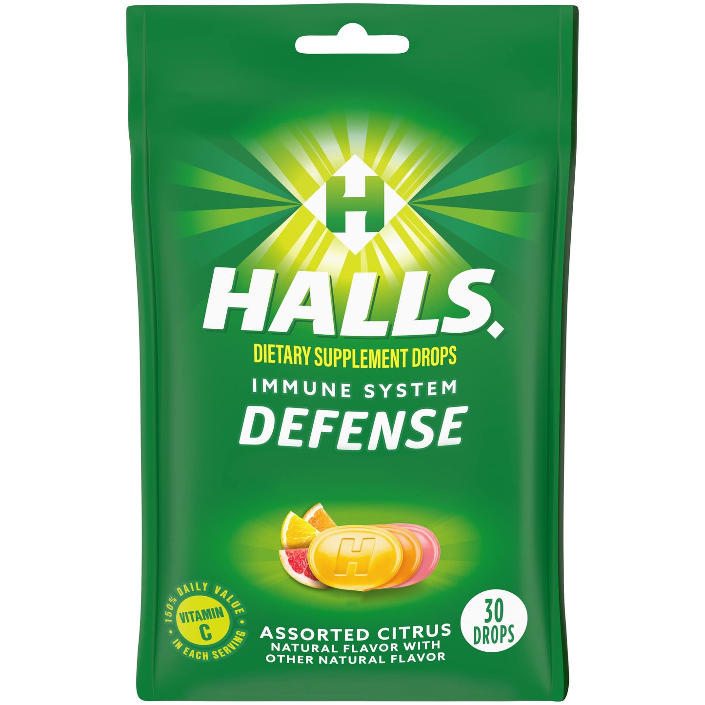 HALLS Defense Assorted Citrus Vitamin C Drops - 30 Drops | Immune Support