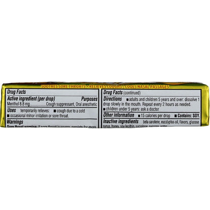 Halls Mentho-Lyptus Menthol Drops — Honey-Lemon, 9-Count (Pack of 20)
