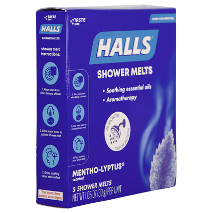 Halls Soothing Shower Melts 5 Pack - Mentho-lyptus Aromatherapy with Essential Oils