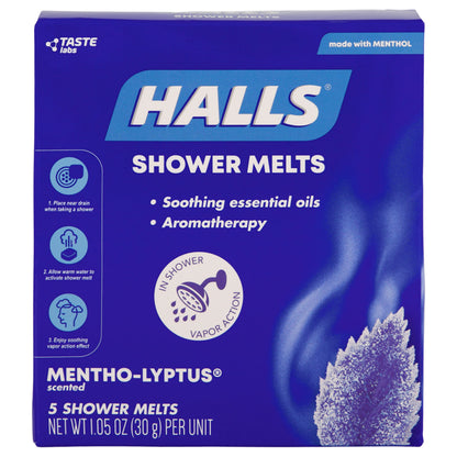 Halls Soothing Shower Melts 5 Pack - Mentho-lyptus Aromatherapy with Essential Oils