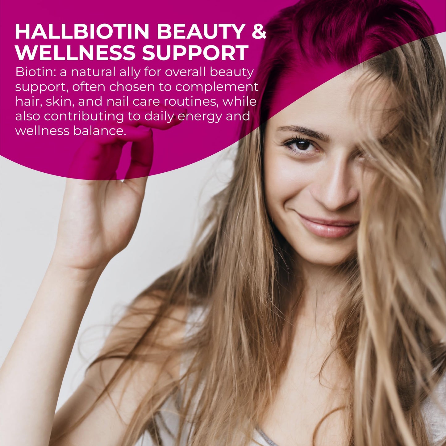 Hallusa Natural Biotin 10,000 mcg – Hair, Skin & Nails | 60 Capsules