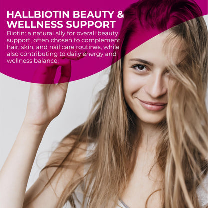 Hallusa Natural Biotin 10,000 mcg – Hair, Skin & Nails | 60 Capsules