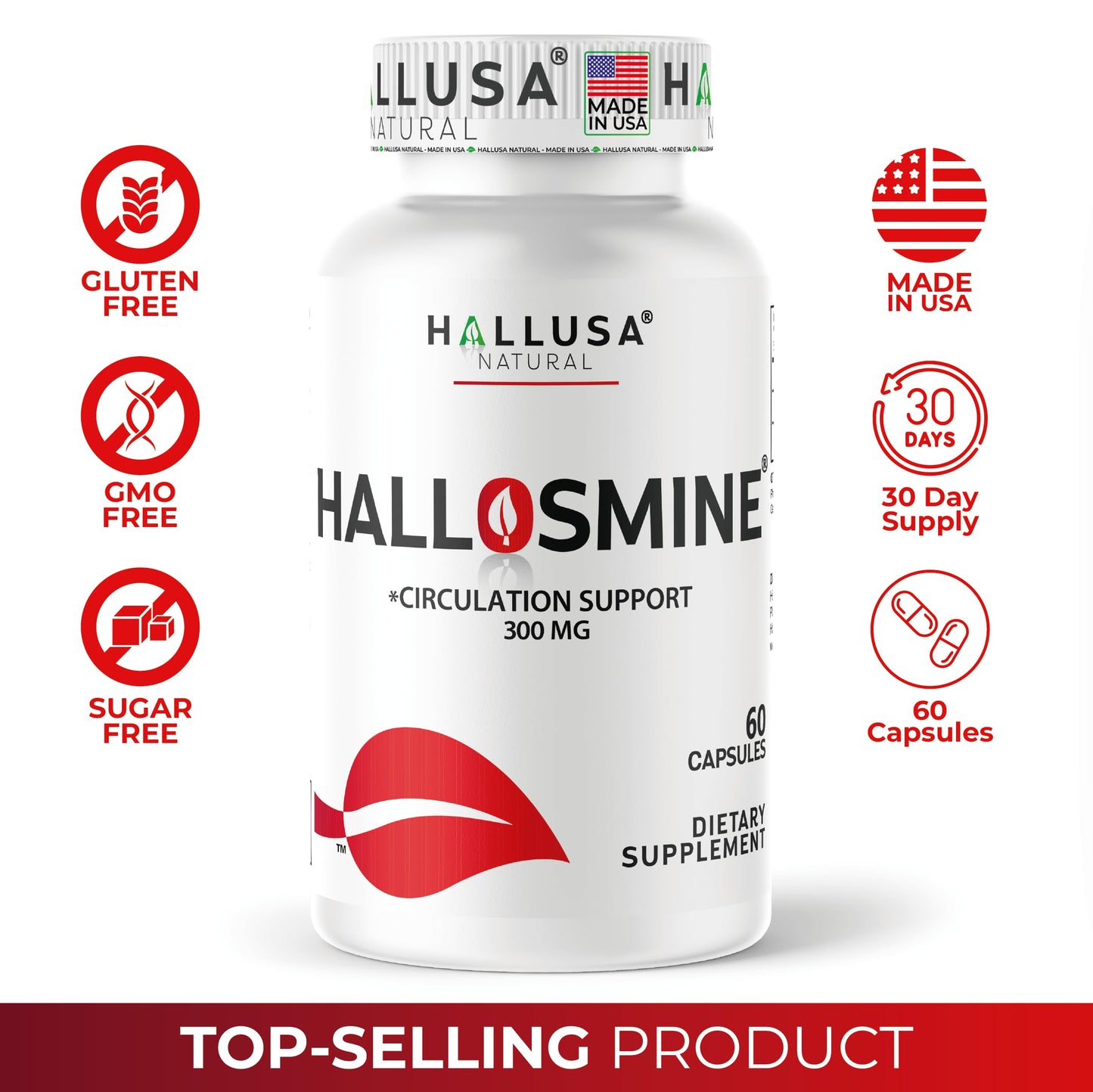 Hallusa Natural Diosmin Circulation - Support for Circulation & Veins - Diosmin Supplement