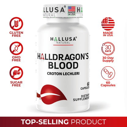 Hallusa Dragon's Blood 1000 mg Capsules – Croton Lechleri Digestive & Skin Support (60 Caps)