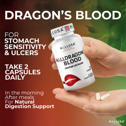 Hallusa Dragon's Blood 1000 mg Capsules – Croton Lechleri Digestive & Skin Support (60 Caps)