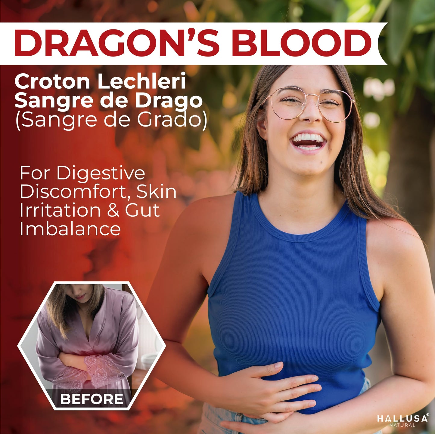 Hallusa Dragon's Blood 1000 mg Capsules – Croton Lechleri Digestive & Skin Support (60 Caps)