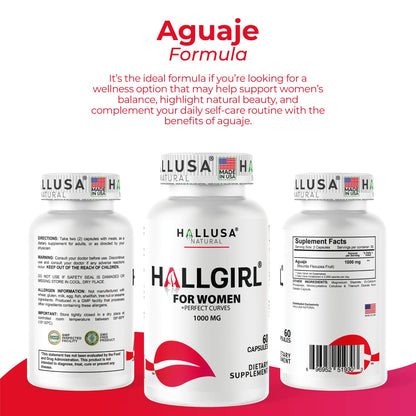 Hallusa Natural HALLGIRL Aguaje Curves Capsules – 1000mg for Women (60 Capsules)