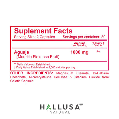 Hallusa Natural HALLGIRL Aguaje Curves Capsules – 1000mg for Women (60 Capsules)