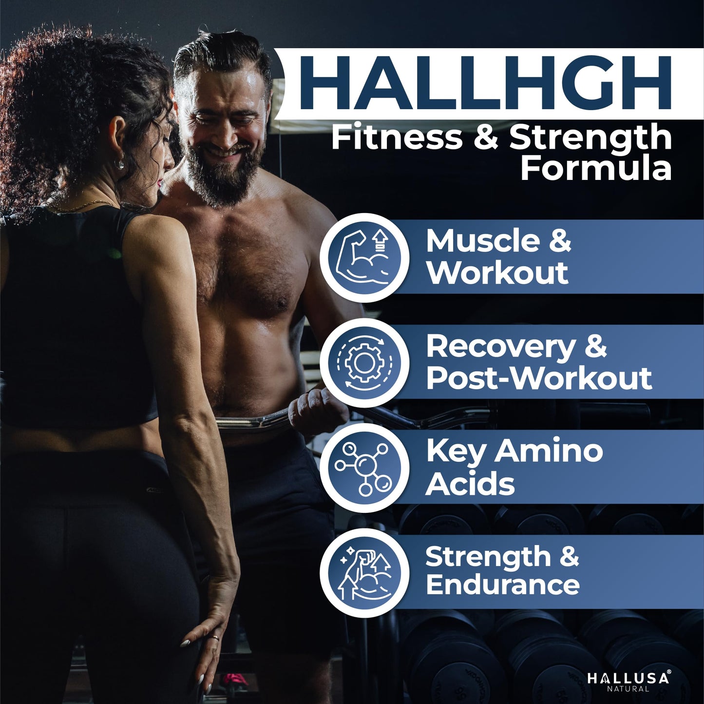 Hallusa Natural HGH Complex - Amino Acid Supplement | 60 Tablets