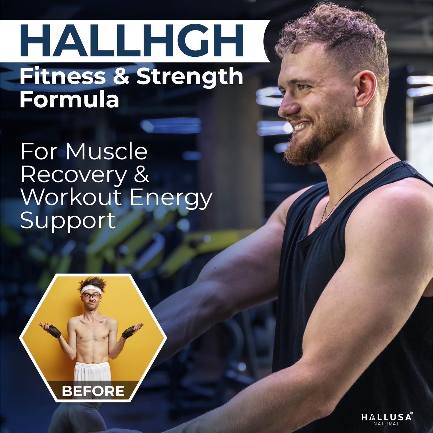 Hallusa Natural HGH Complex - Amino Acid Supplement | 60 Tablets