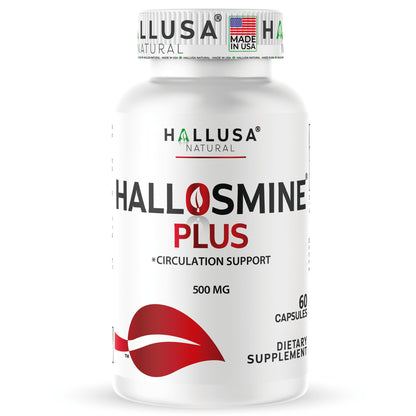 Hallusa Natural Hallosmine Plus 500mg Diosmin | Leg Circulation & Vein Support | 60 Capsules