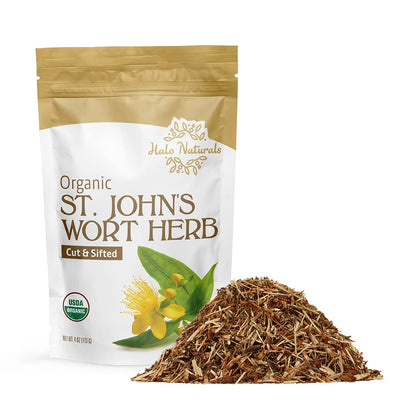 Halo Naturals Organic St. John's Wort (Hypericum perforatum) – 4 oz, USDA Organic, Resealable Pouch
