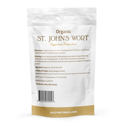 Halo Naturals Organic St. John's Wort (Hypericum perforatum) – 4 oz, USDA Organic, Resealable Pouch