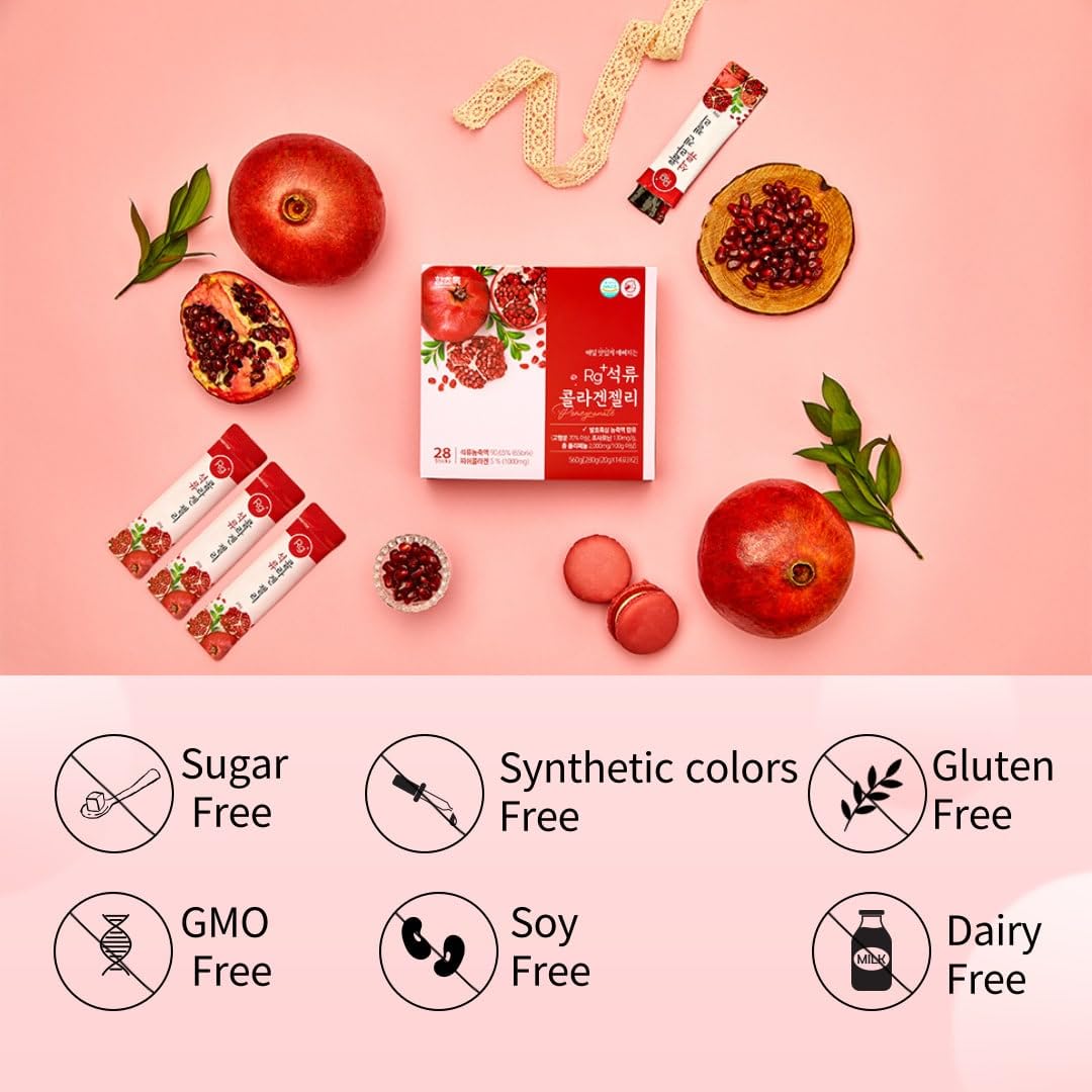 HAMCHOROK Pomegranate Collagen Jelly Sticks – Anti-Aging Korean Beauty, 20g x 30 (Skin, Hair & Nails)